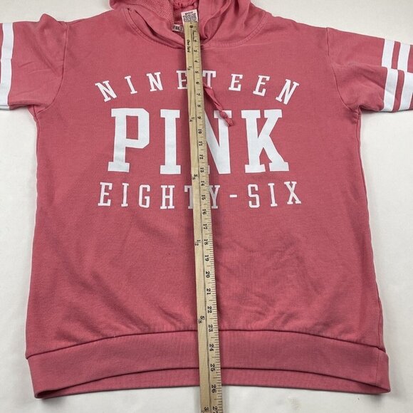 Pink Victoria’s Secret Hoodie Sweatshirt Women’s S Pink Cotton Blend Spellout - Picture 5 of 10